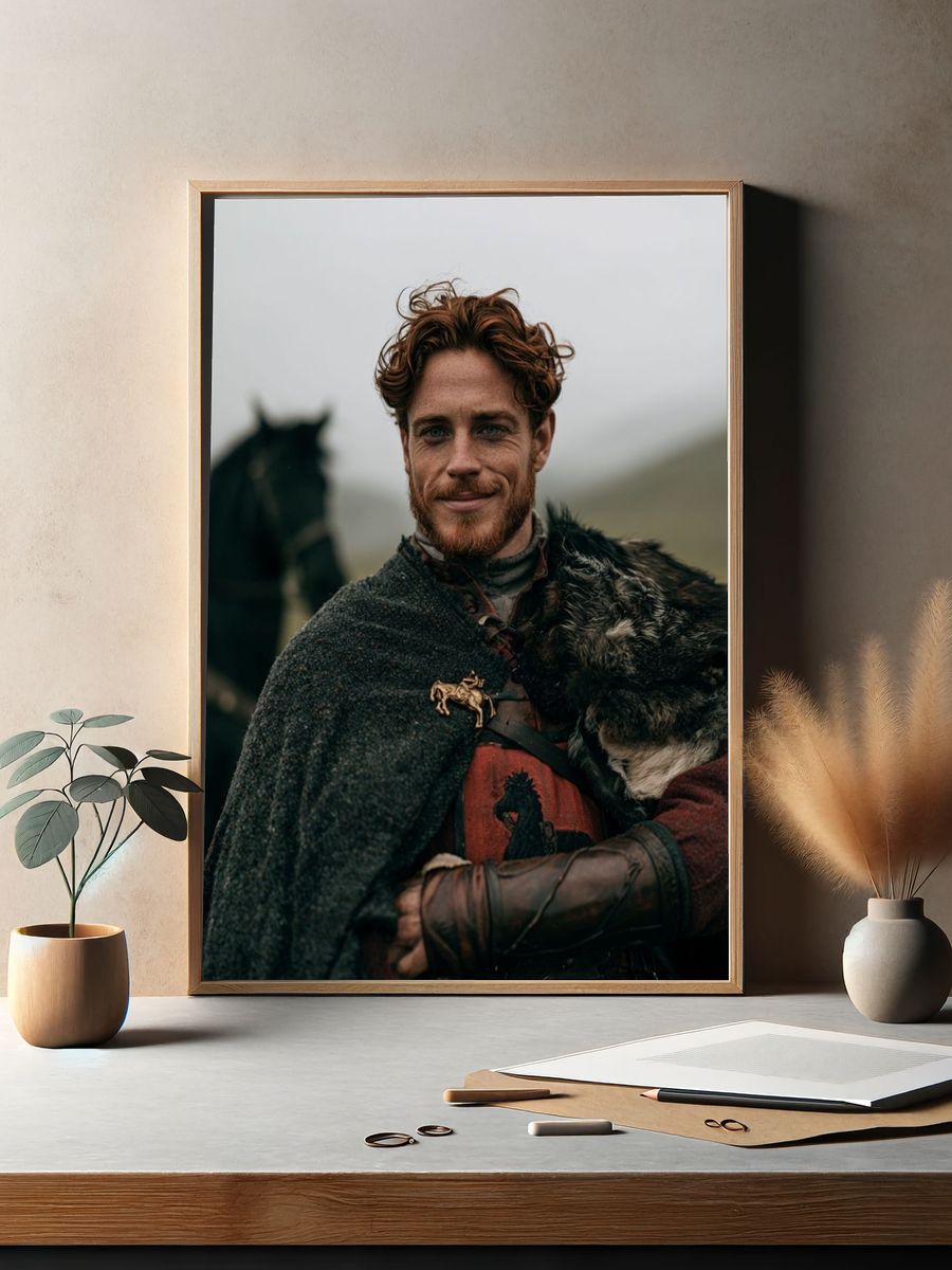 Medieval Warrior Portrait Print. — room view 2