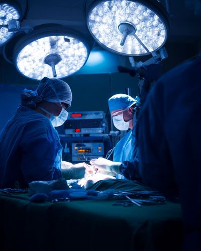 Surgical Team in Action — Medical Photography Print. poster print
