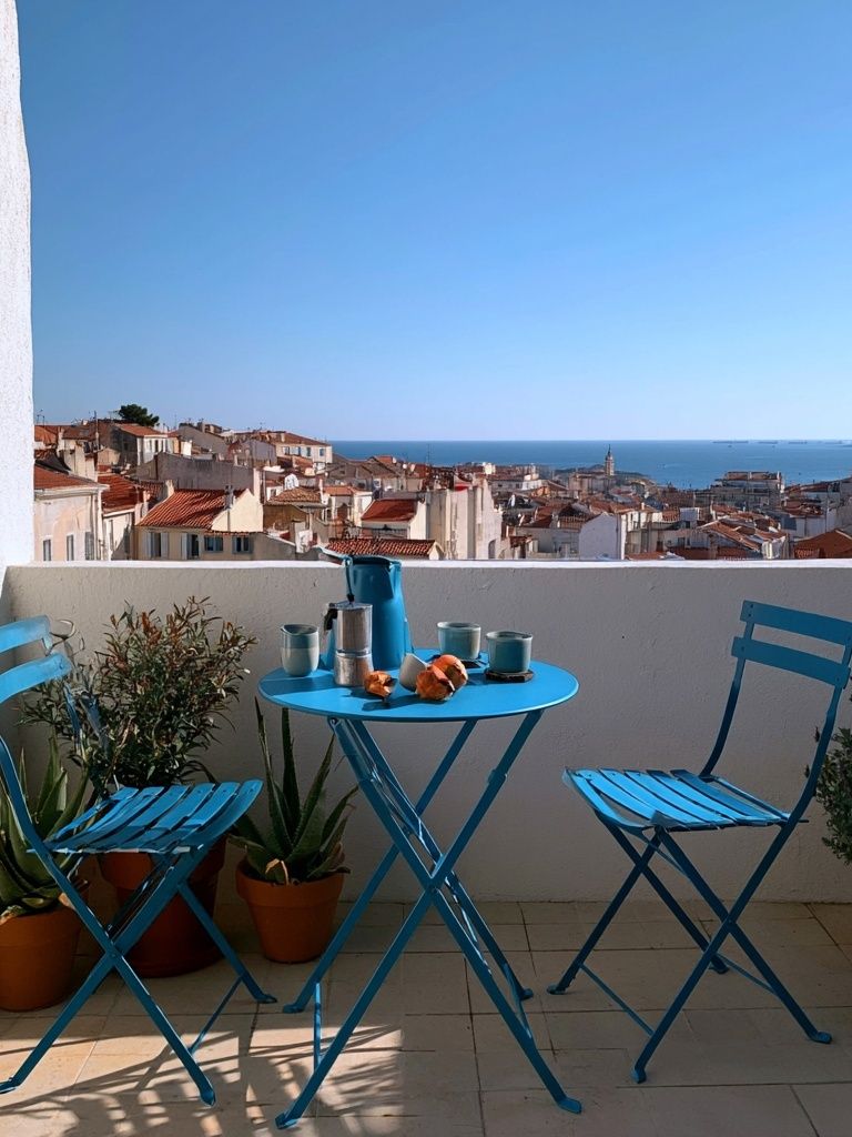 Mediterranean Balcony Seaside Poster. poster detail