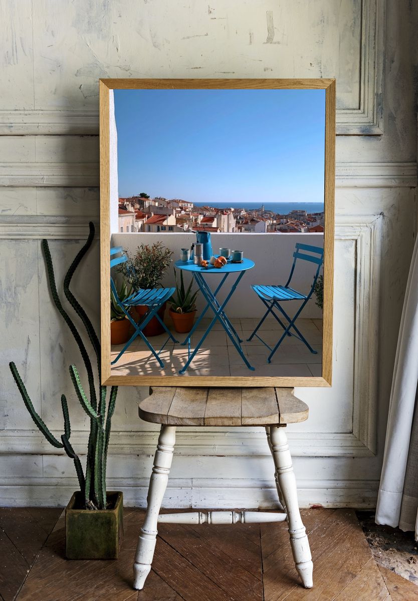 Mediterranean Balcony Seaside Poster. — room view 1
