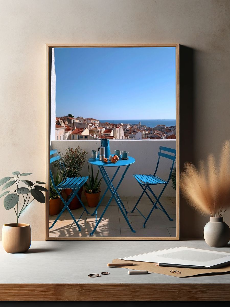 Mediterranean Balcony Seaside Poster. — room view 2