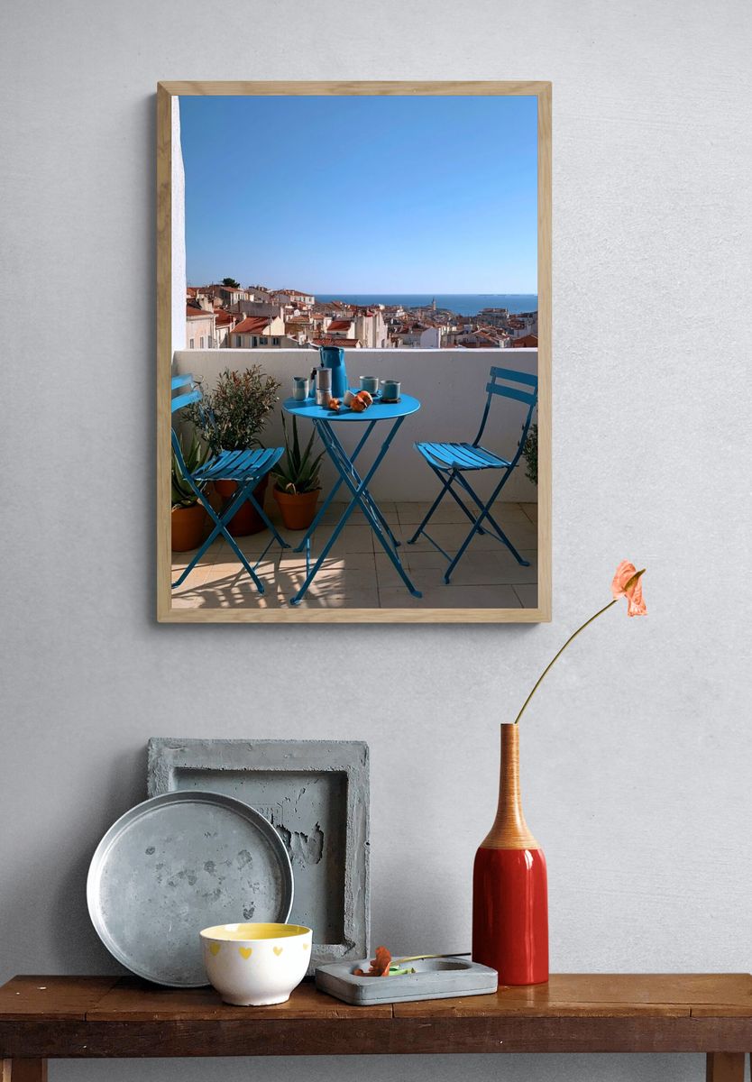 Mediterranean Balcony Seaside Poster. — room view 3