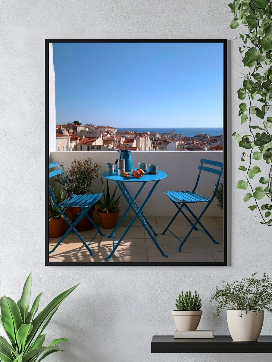 Mediterranean Balcony Seaside Poster. — room view 4