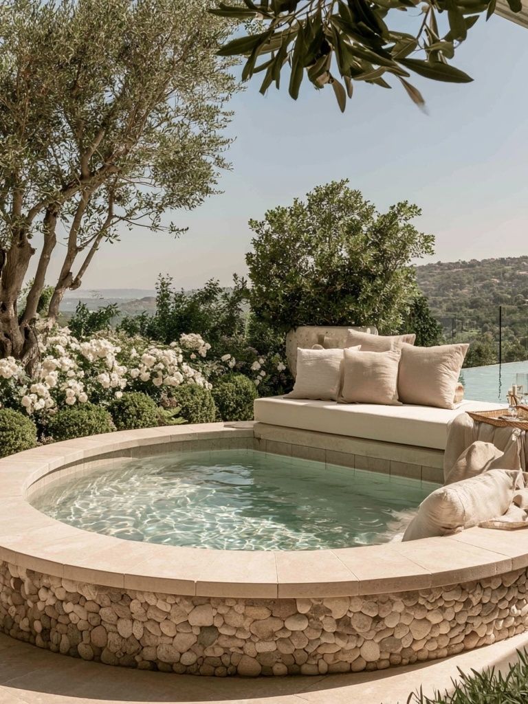 Mediterranean Pool Terrace Photography Poster. poster detail