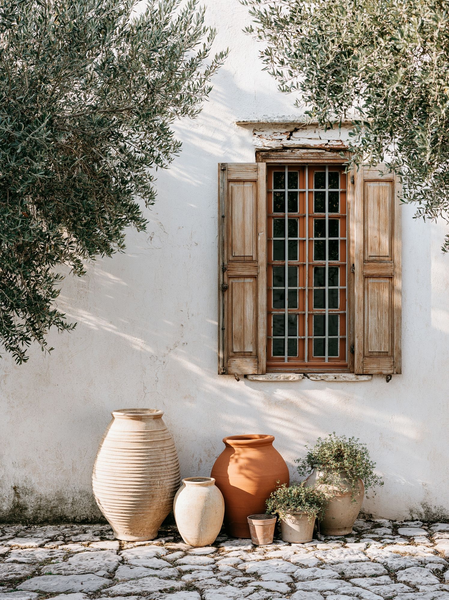 Mediterranean Courtyard Window Poster. poster detail