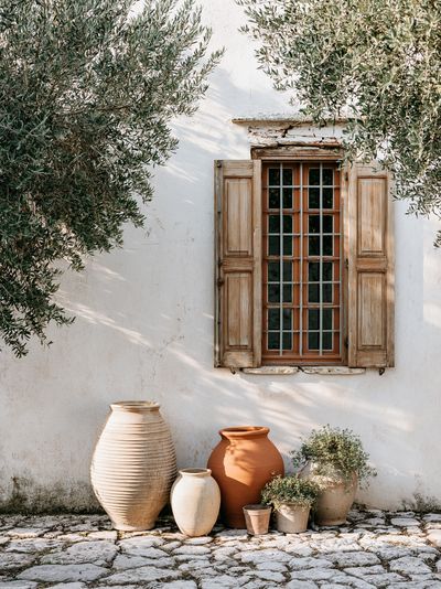 Mediterranean Courtyard Window Poster. poster