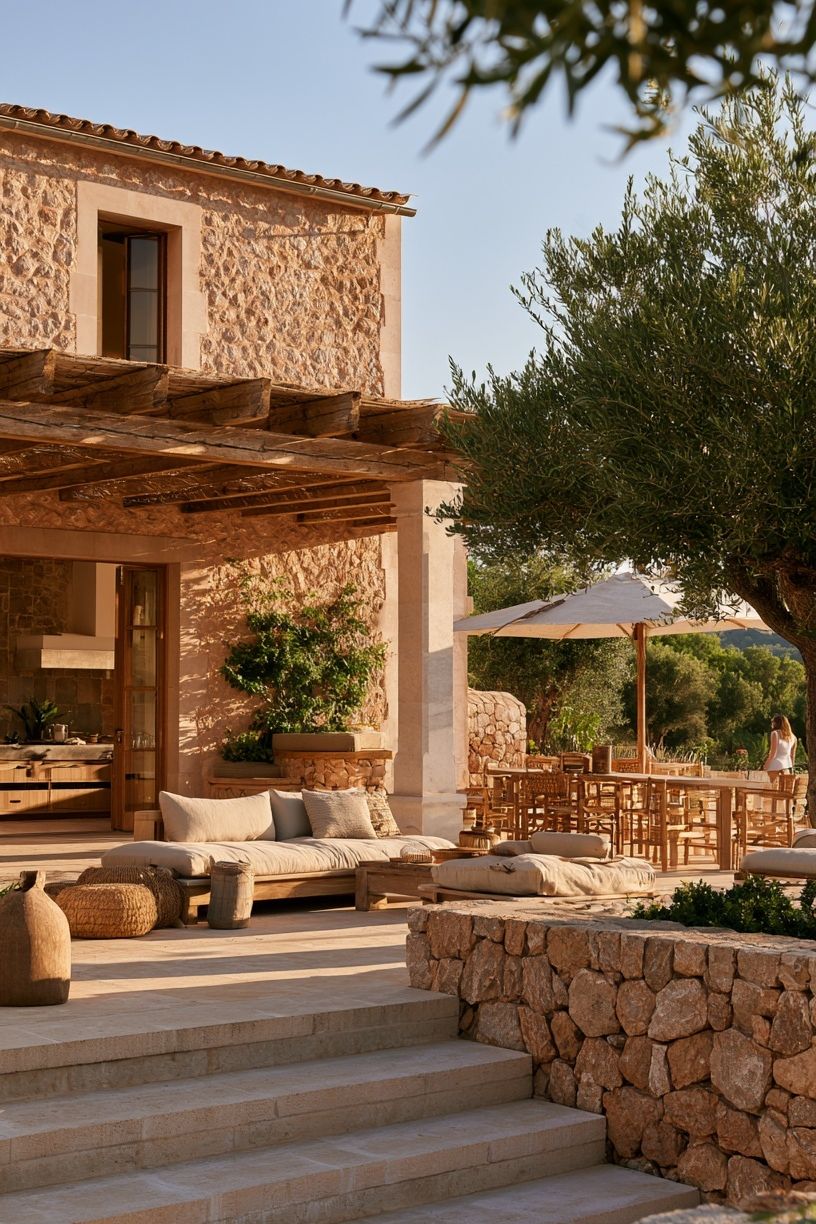 Mediterranean Stone Villa Photography Poster. poster detail