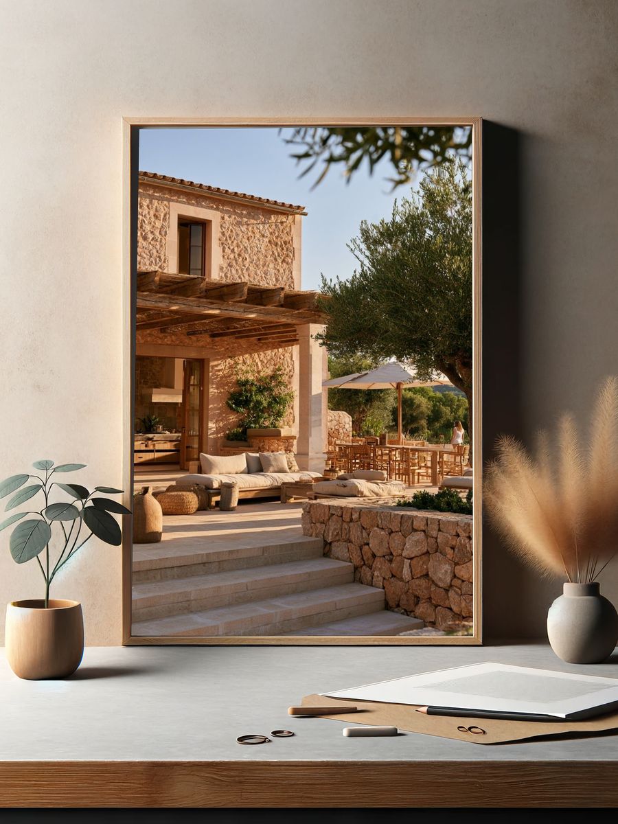 Mediterranean Stone Villa Photography Poster. — room view 2