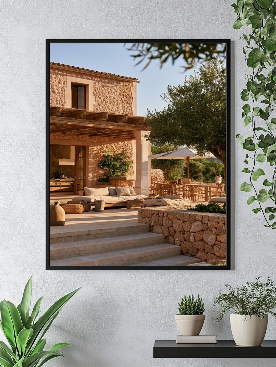 Mediterranean Stone Villa Photography Poster. — room view 4
