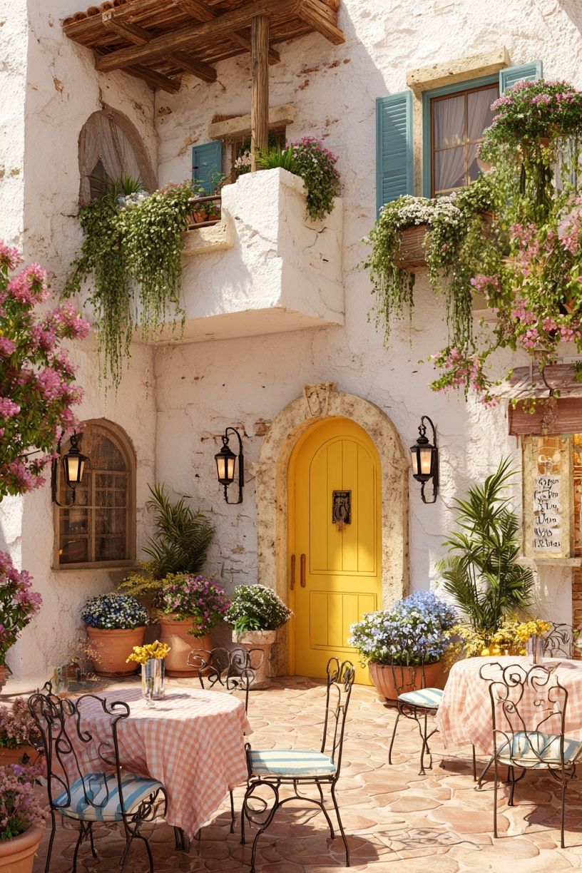 Mediterranean Courtyard Photography Poster. poster detail