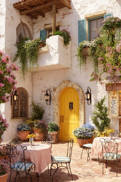 Mediterranean Courtyard Photography Poster. poster