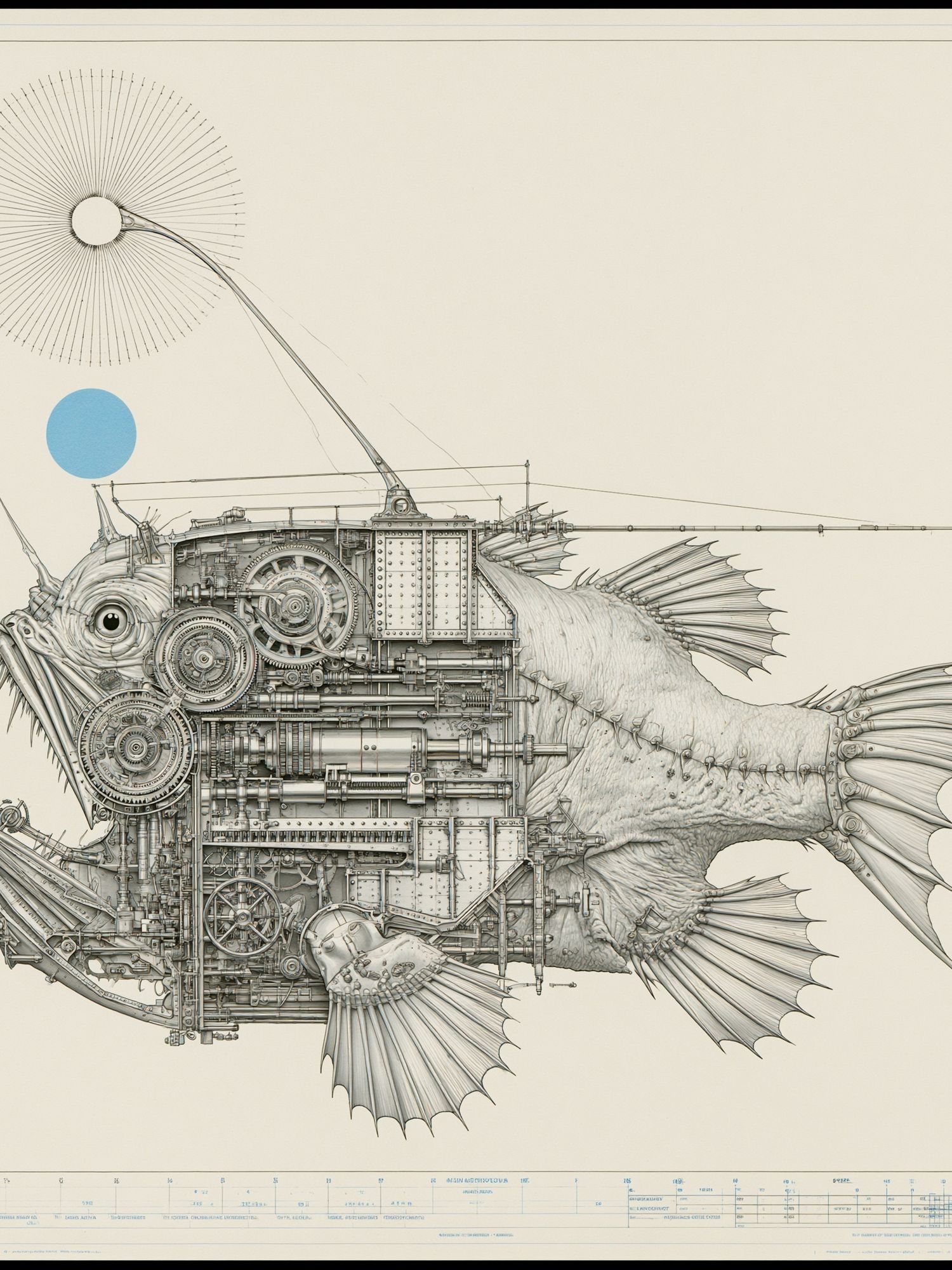 Mechanical Fish Illustration Poster. poster detail