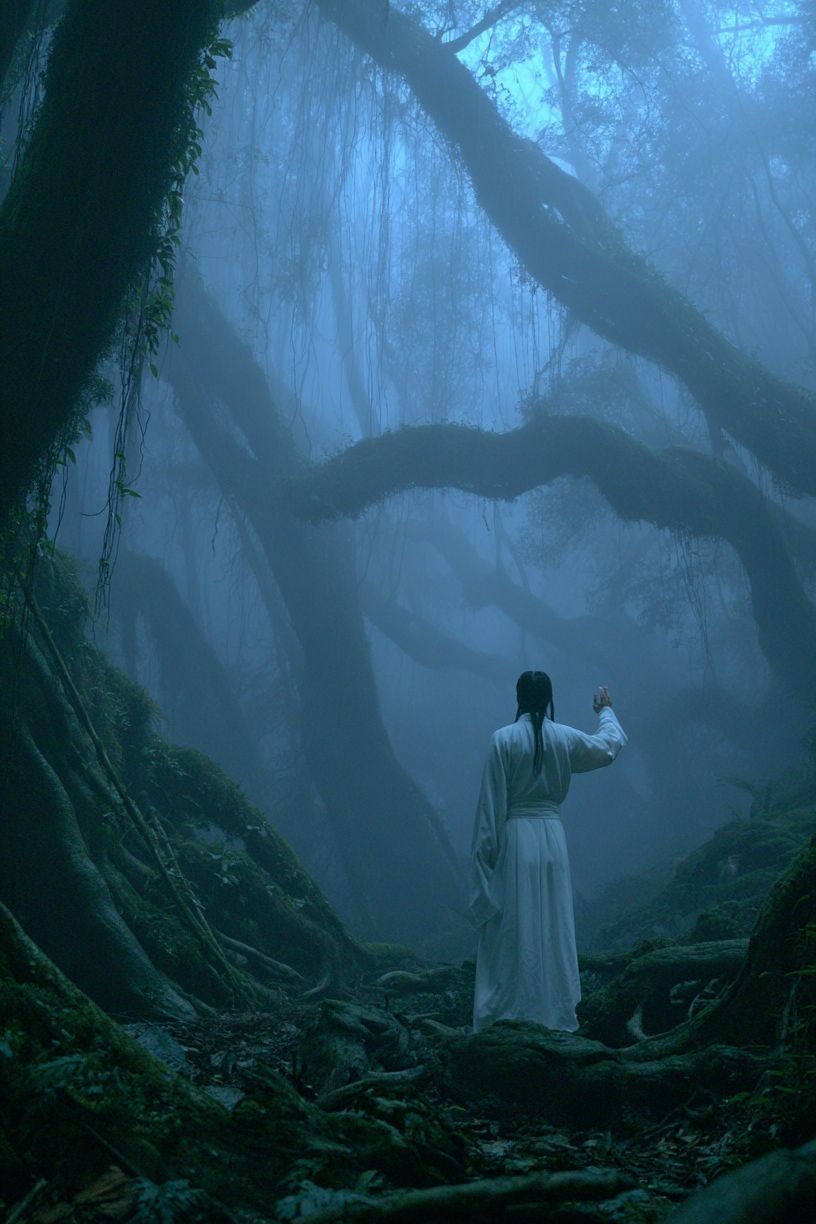 Mystic Forest Figure Photography Poster. poster detail