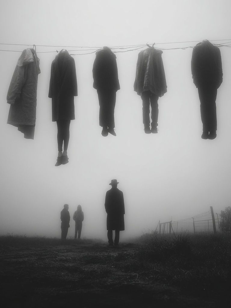 Mysterious Figures in Fog — Fine Art Print. poster detail