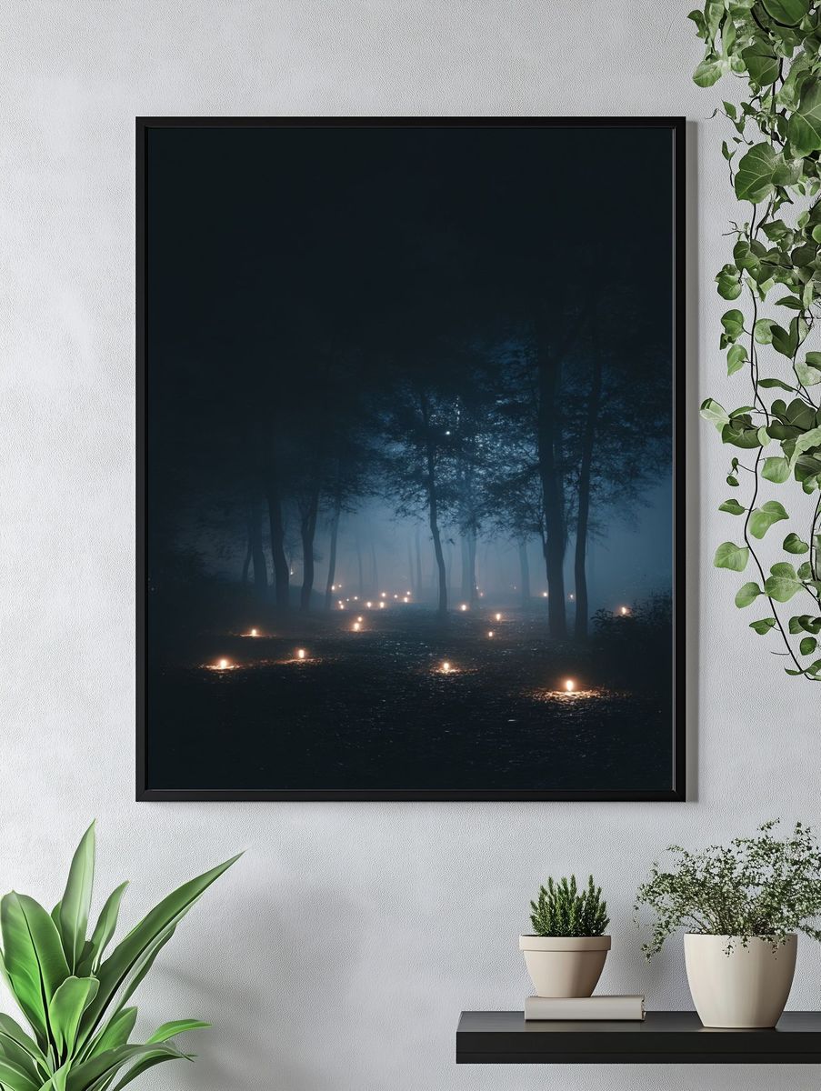 Misty Forest Path — Photography Print. — room view 4
