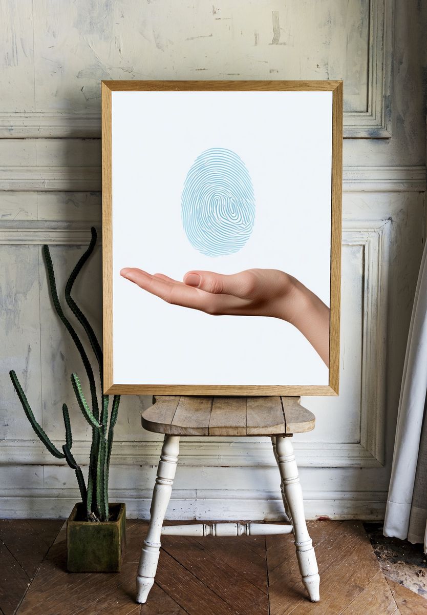 Floating Fingerprint Minimalist Print. — room view 1
