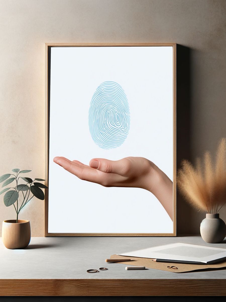 Floating Fingerprint Minimalist Print. — room view 2