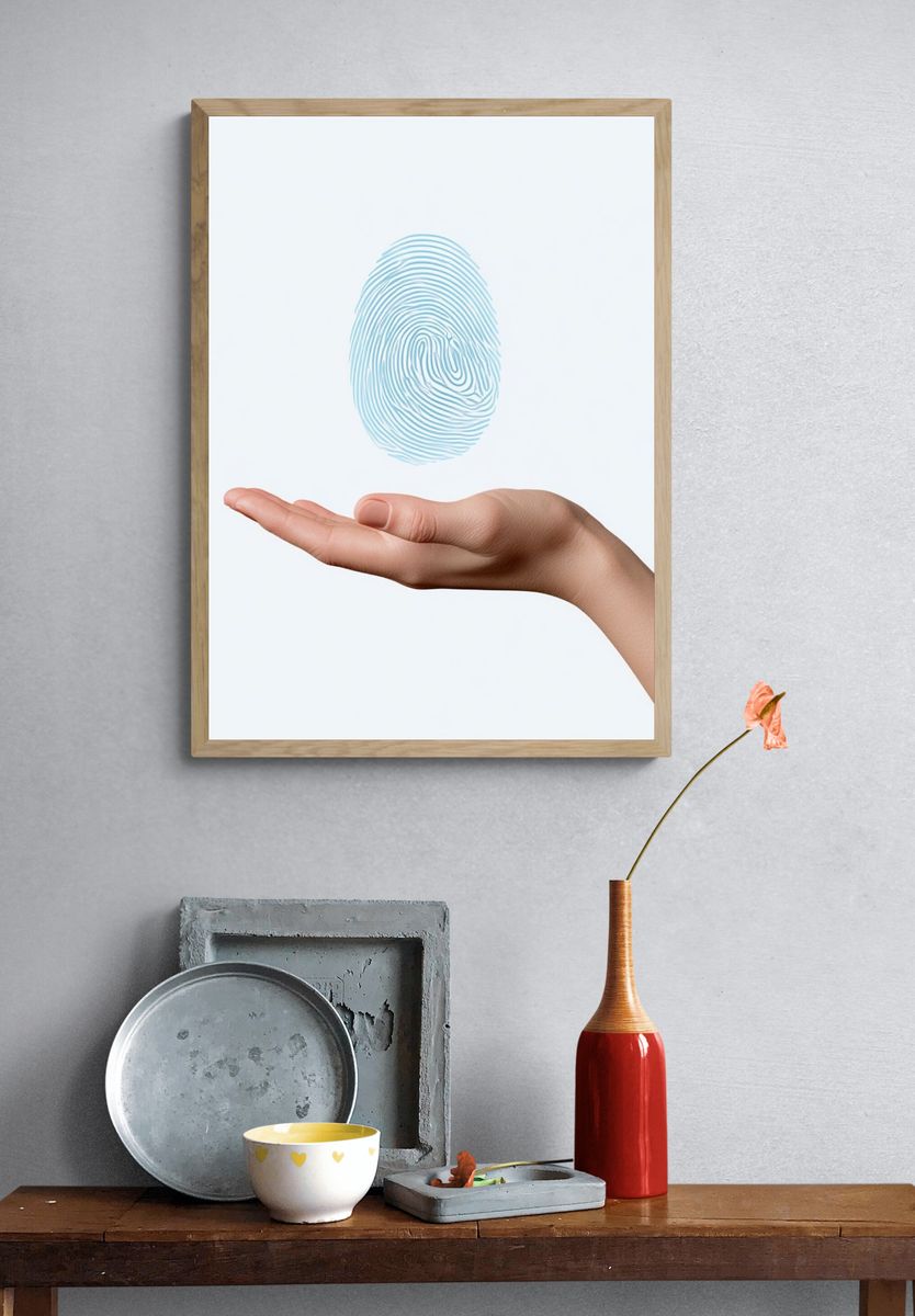 Floating Fingerprint Minimalist Print. — room view 3