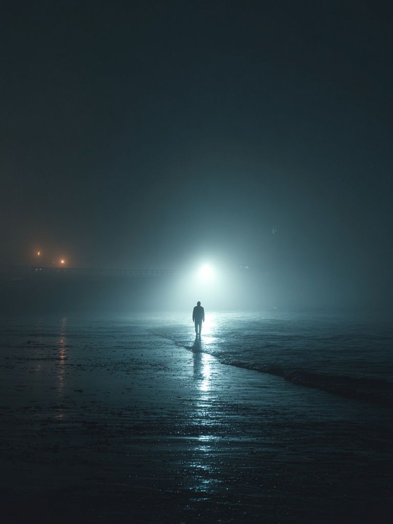 Mysterious Figure in Fog — Photography Print. poster detail