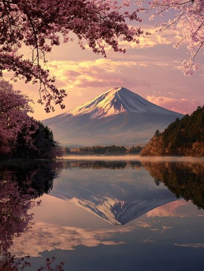 Mount Fuji at Sunset — Nature Print. poster print
