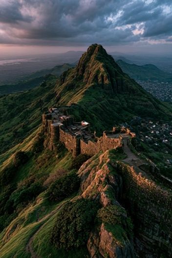 Mountain Fortress Landscape Poster. poster detail