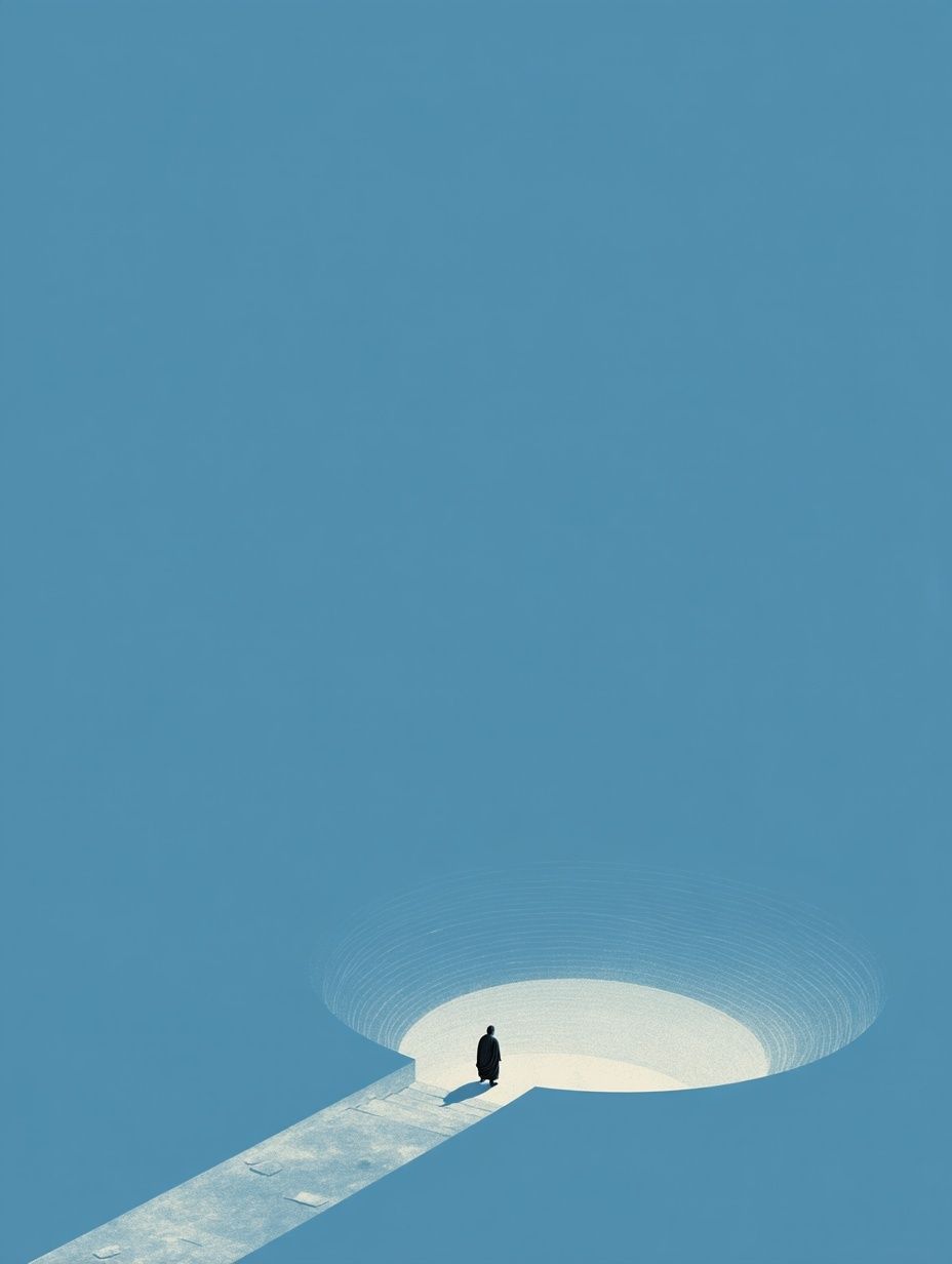 Solitary Figure in Blue — Minimalist Print. poster detail