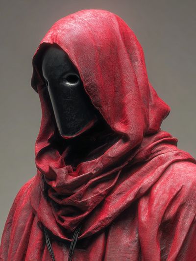 Mysterious Figure in Red — Art Print. poster