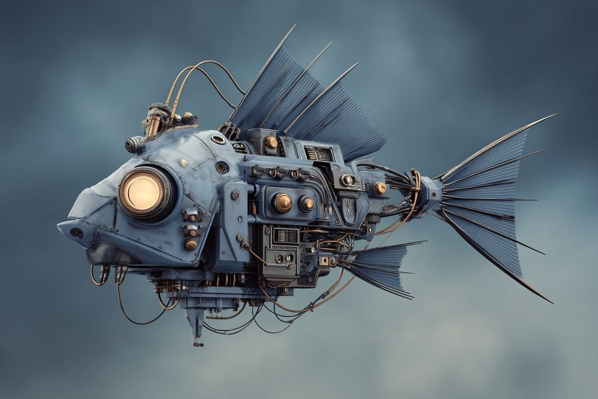 Mechanical Fish Surrealism Print. poster detail