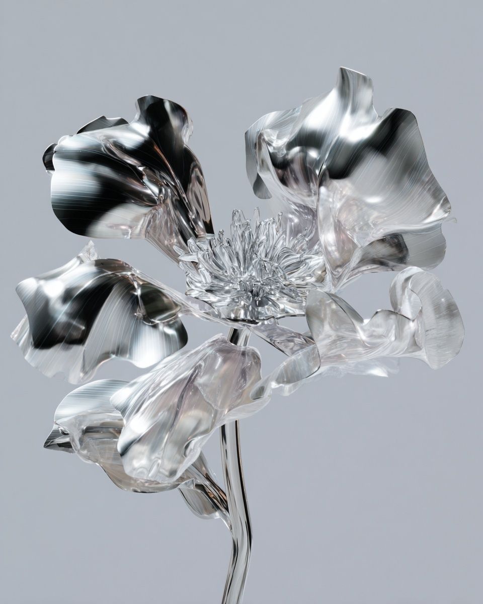 Metallic Flower Sculpture Poster. poster — fine-art art