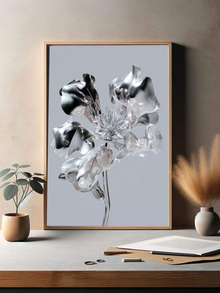 Metallic Flower Sculpture Poster. — room view 2