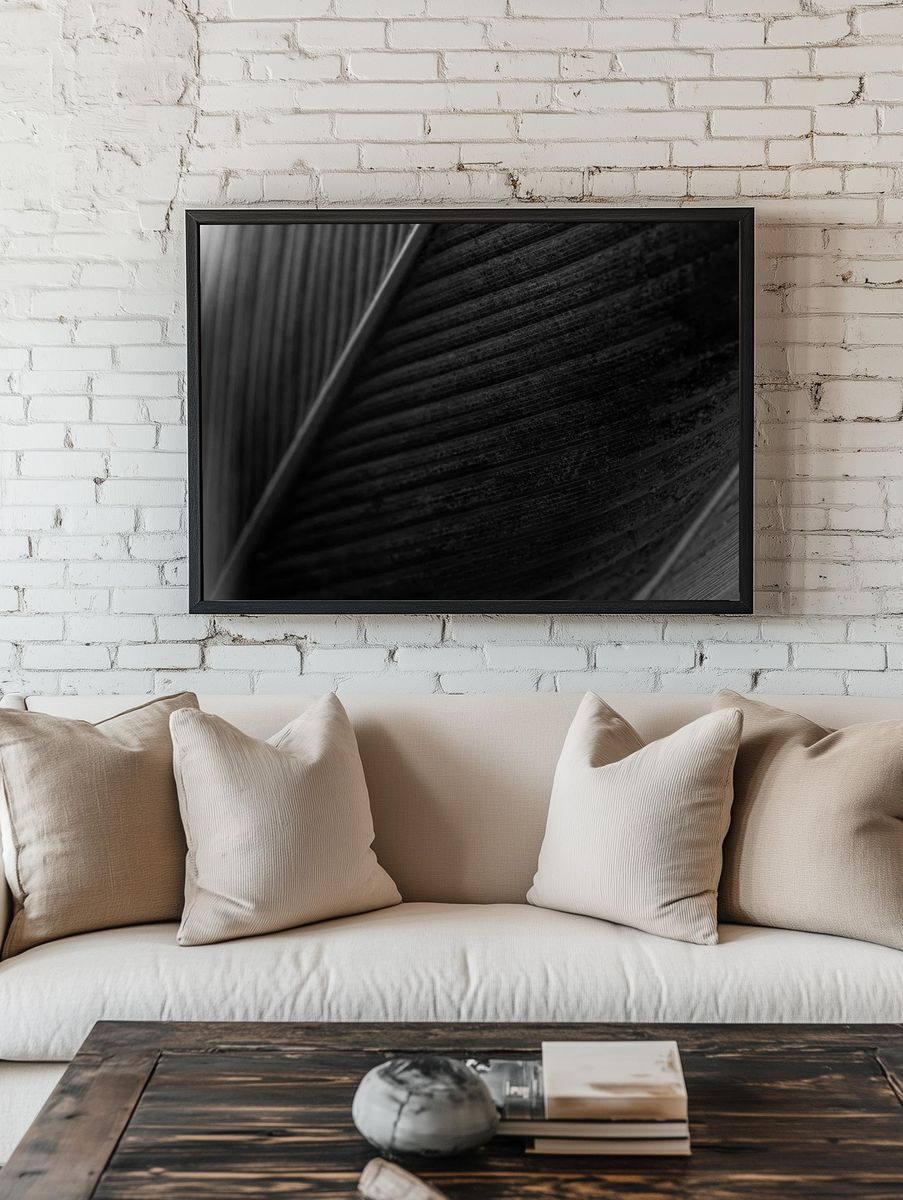 Monochrome Feather Texture Poster room preview