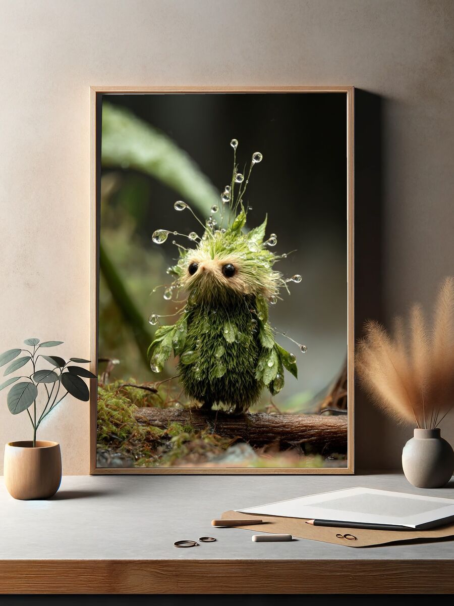 Whimsical Moss Creature — Illustration Print. — room view 2