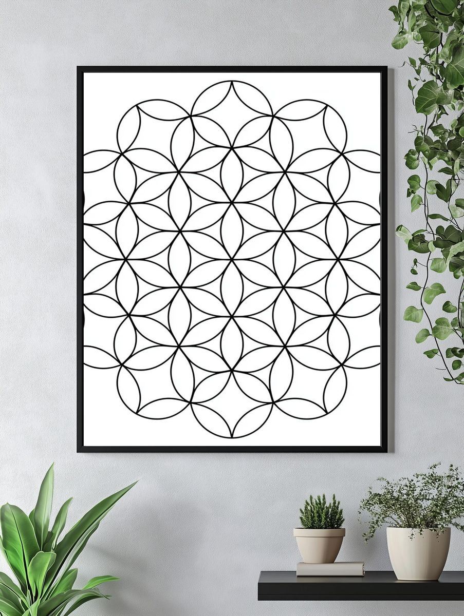 Sacred Geometry Flower of Life Print. — room view 4