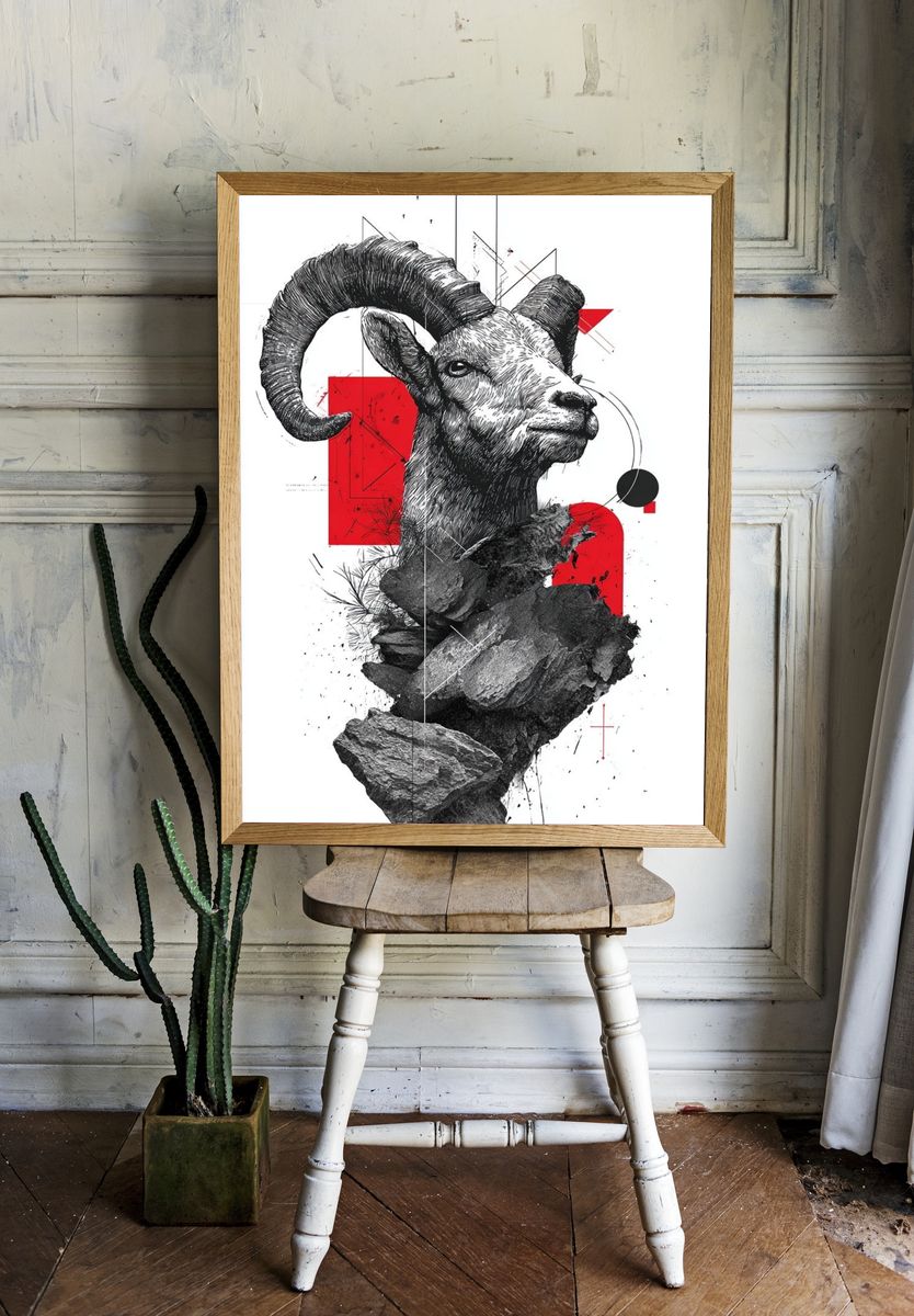 Mountain Goat — Illustration Print. — room view 1
