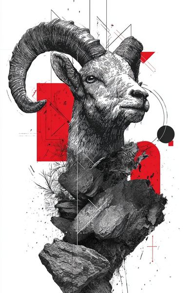Mountain Goat — Illustration Print. poster print