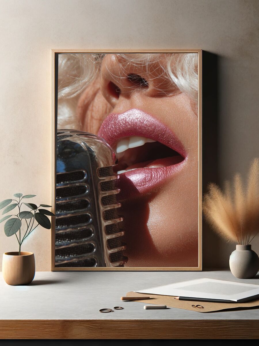 Vintage Microphone Glamour Poster. — room view 2