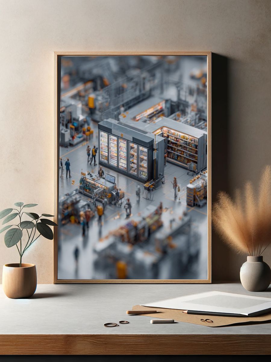 Miniature Grocery Store Scene — Illustration Print. — room view 2