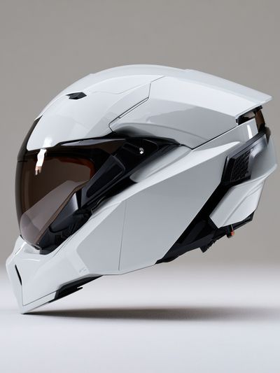 Futuristic Motorcycle Helmet Photography Poster. poster