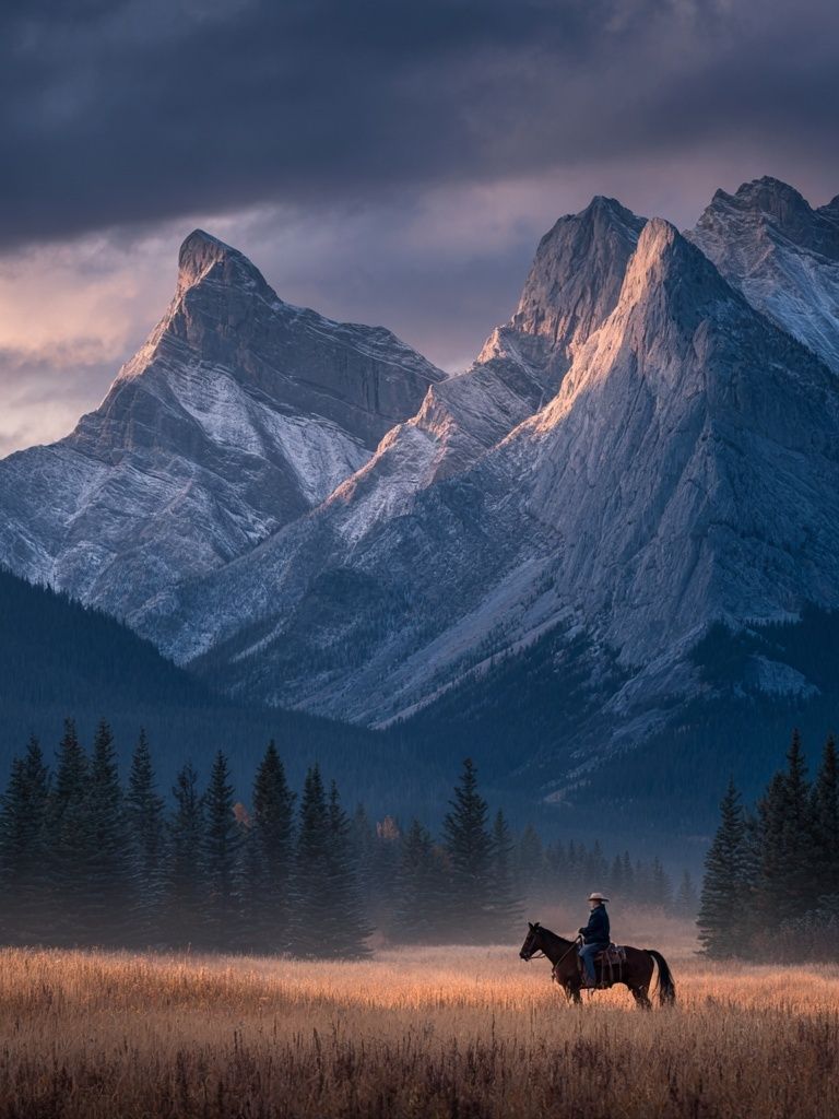 Mountain Landscape with Horse — Photography Print. poster detail