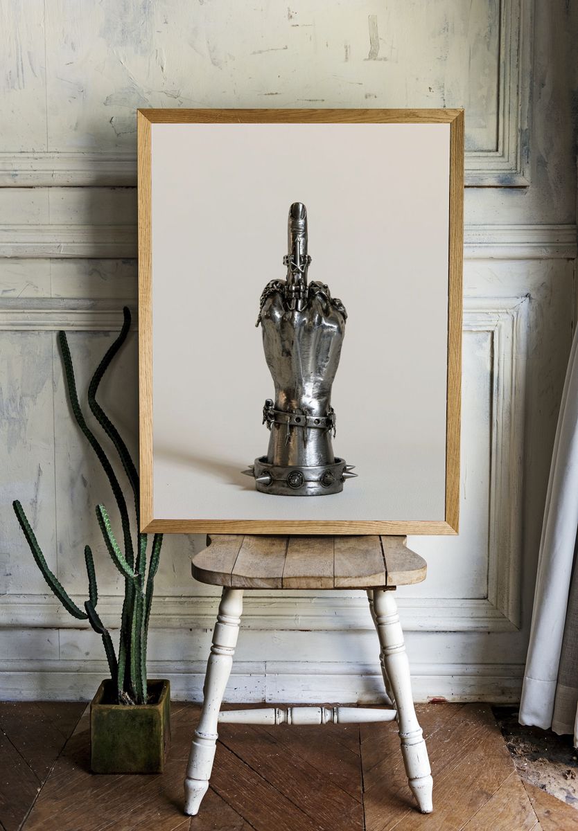 Metal Hand Gesture Photography Poster. — room view 1