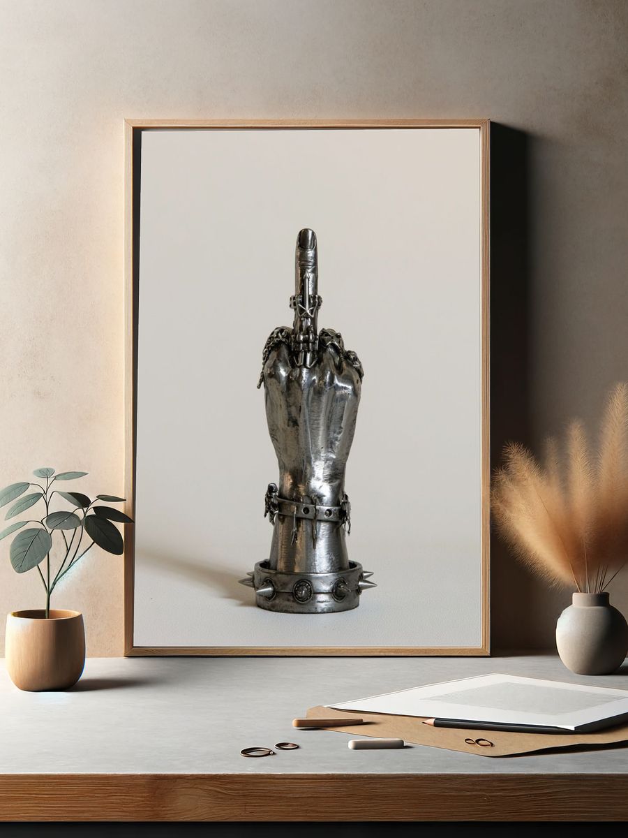 Metal Hand Gesture Photography Poster. — room view 2