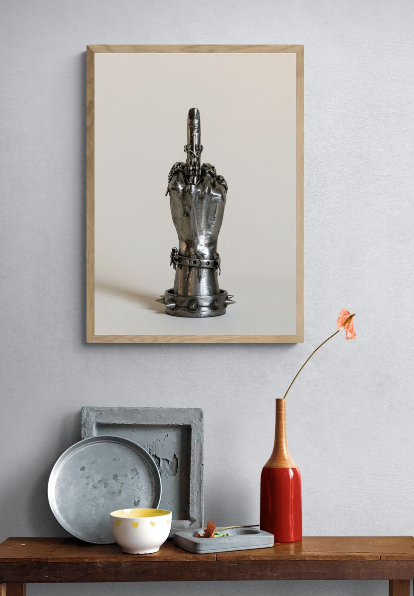 Metal Hand Gesture Photography Poster. — room view 3