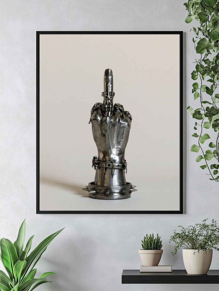 Metal Hand Gesture Photography Poster. — room view 4
