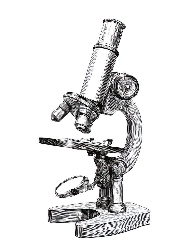 Vintage Microscope Line Art Poster. poster detail