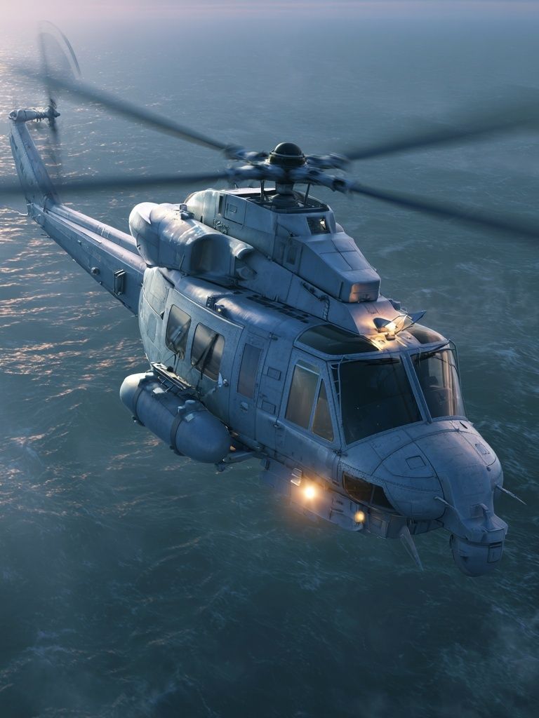 Military Helicopter Over Sea Print. poster detail