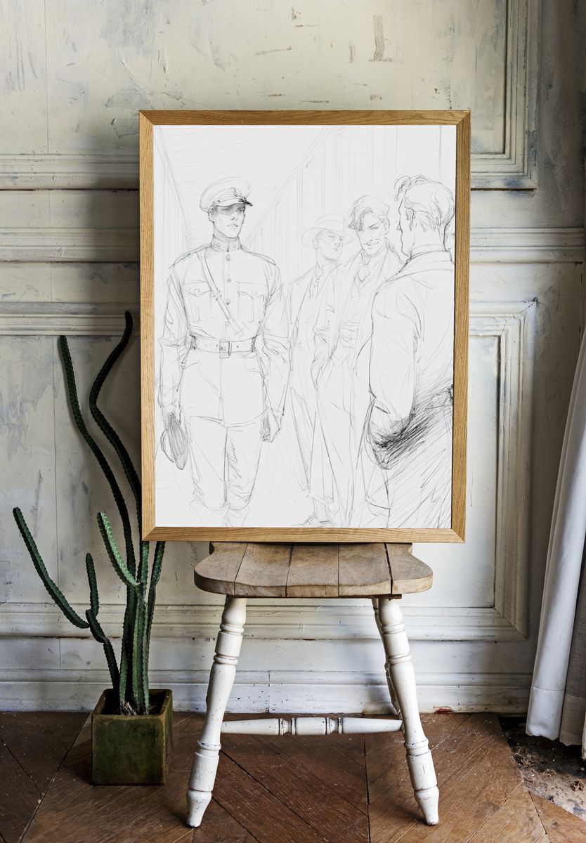 Military Officers Sketch Poster. — room view 1