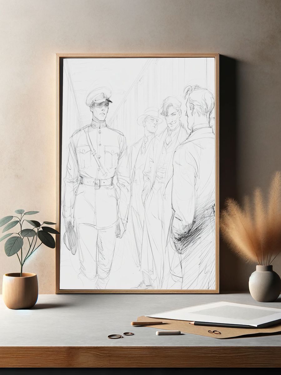 Military Officers Sketch Poster. — room view 2