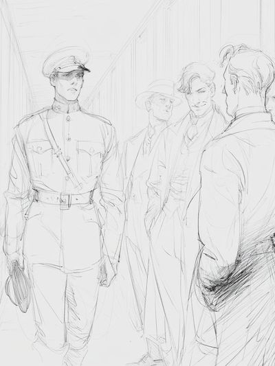 Military Officers Sketch Poster. poster