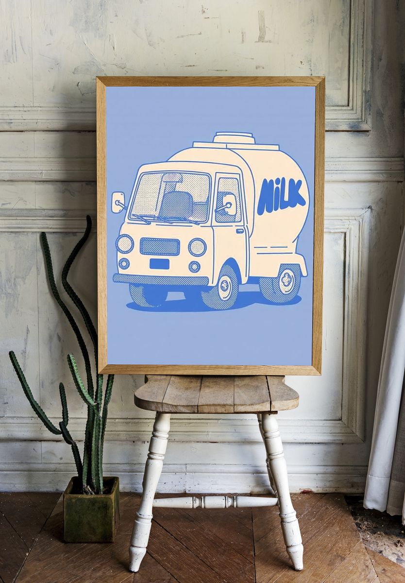 Milk Truck Illustration Poster room preview