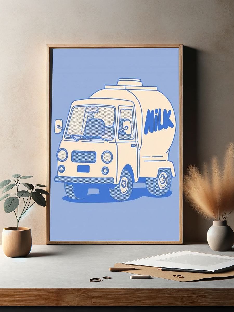 Milk Truck Illustration Poster. — room view 2